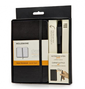 immagine 1 di Moleskine bundle notebook hard cover pocket + classic click roller pen 0